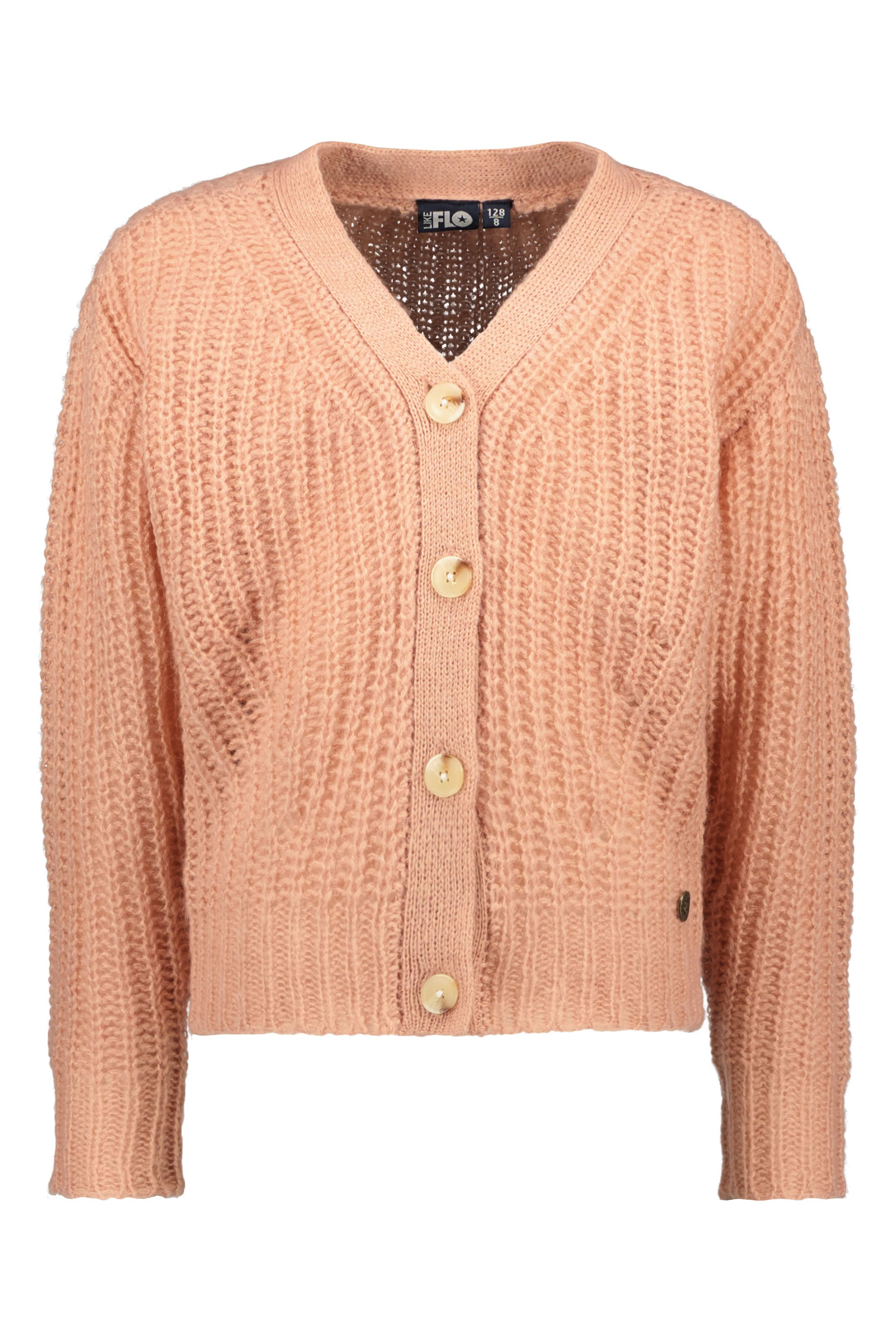 Like Flo Flo girls rib knit cardigan horn button