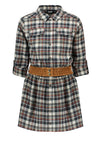 Like Flo Flo girls check tuniek, suede belt