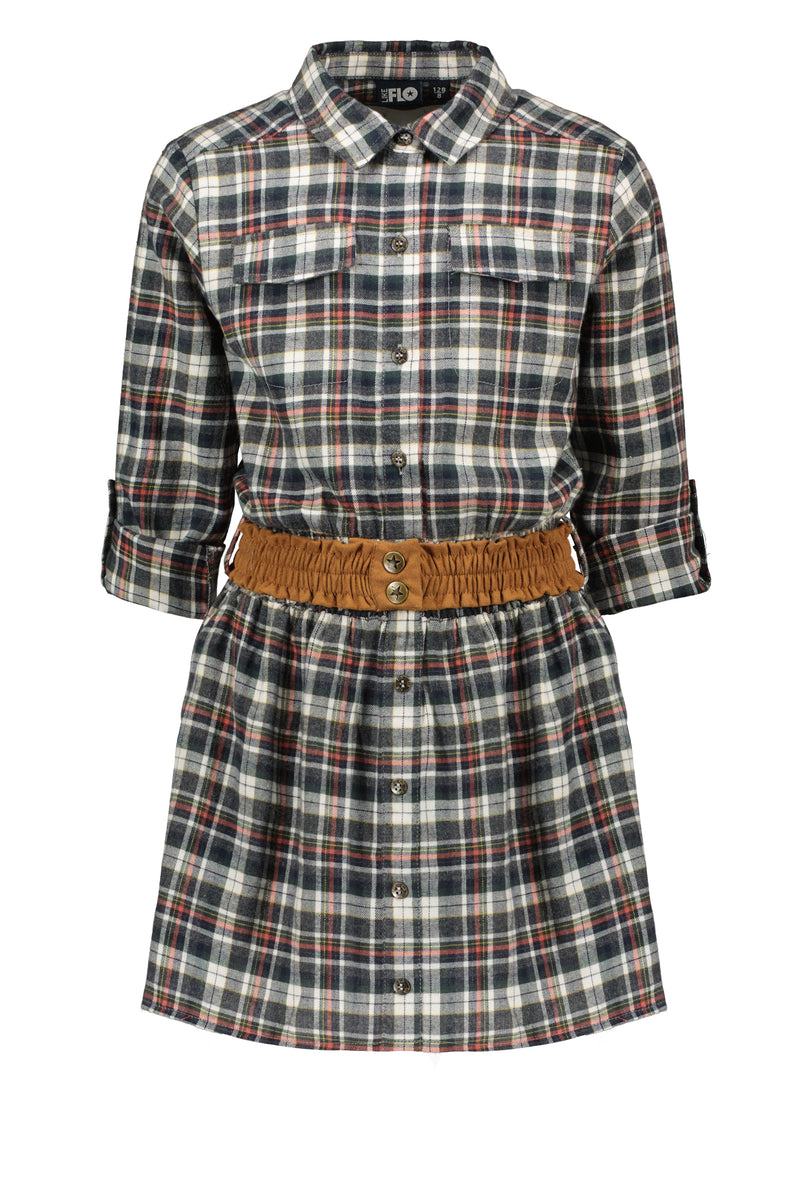 Like Flo Flo girls check tuniek, suede belt