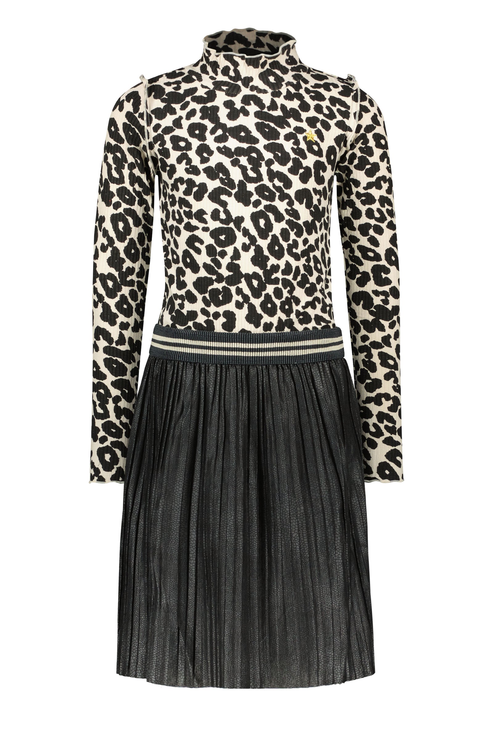Like Flo Flo girls animal rib dress with short plisse skirt