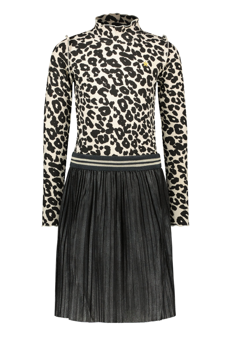 Like Flo Flo girls animal rib dress with short plisse skirt