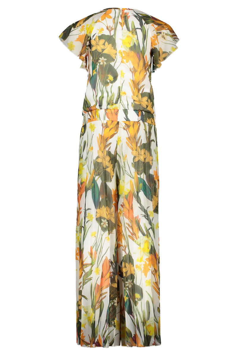 Meisjes Flo girls chiffon jumpsuit AOP + belt van Like Flo in de kleur Leaf in maat 140.