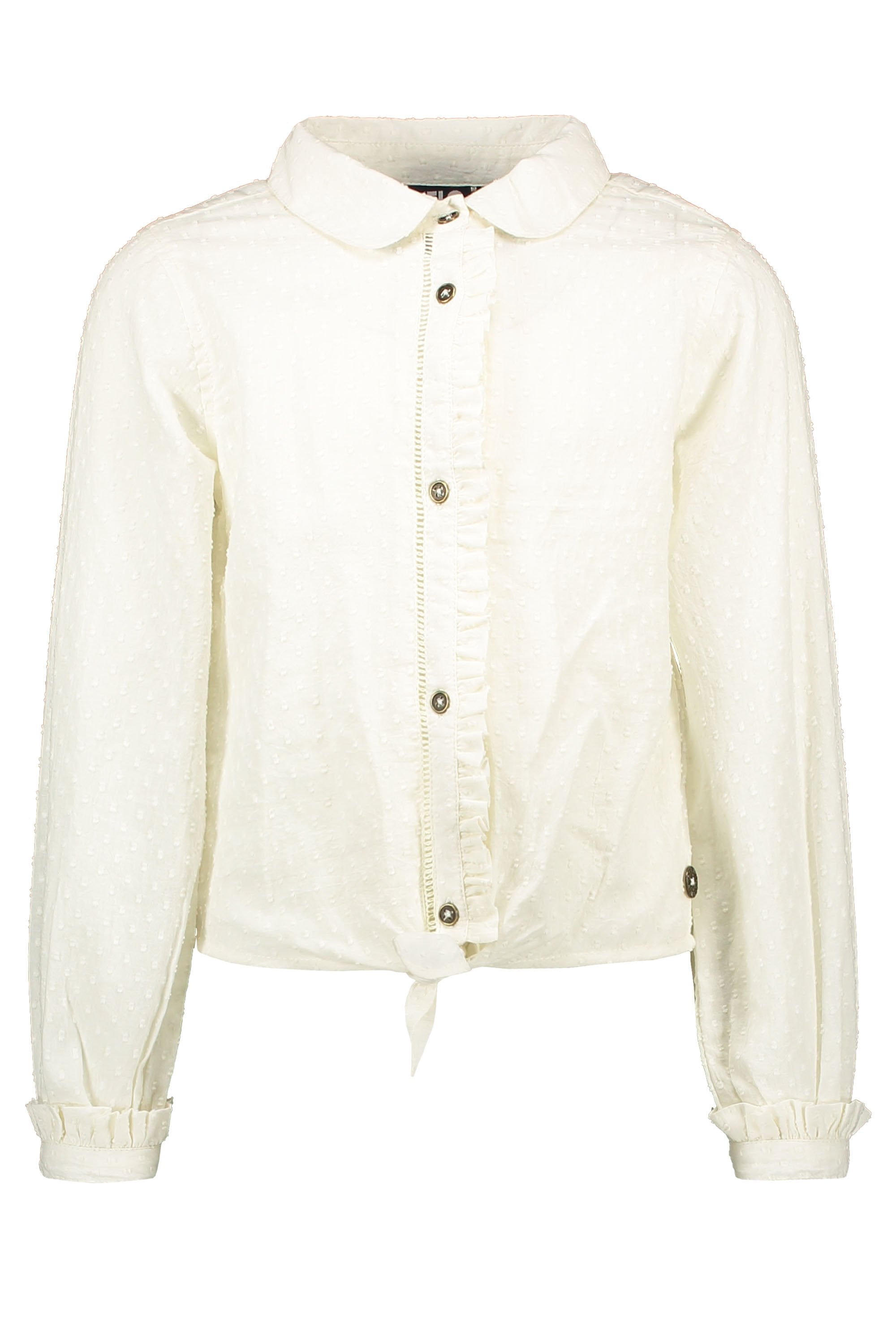 Meisjes Flo girls off white knotted blouse van Like Flo in de kleur Off white in maat 140.