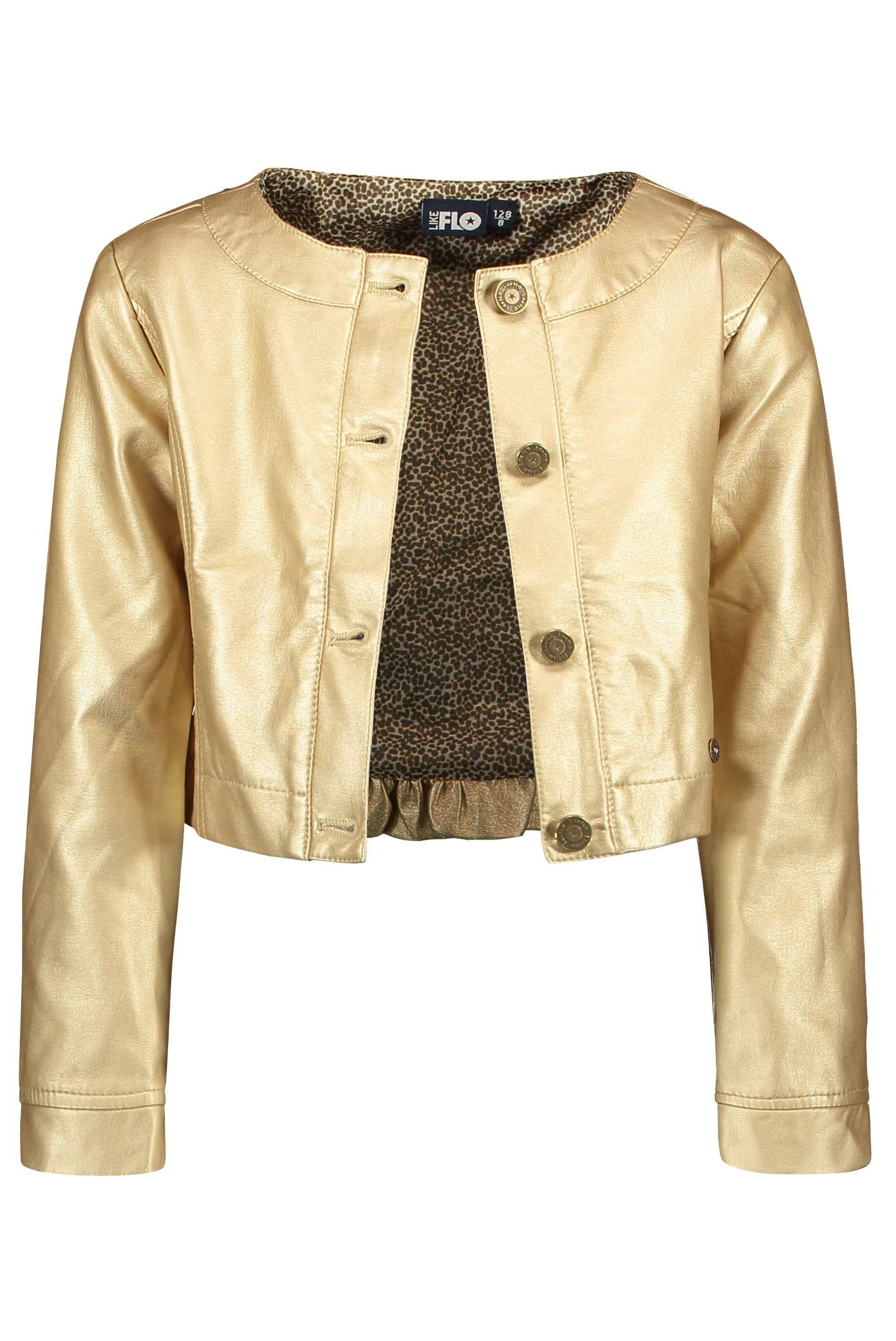 Meisjes Flo girls imi leather jacket van Like Flo in de kleur Gold in maat 140.
