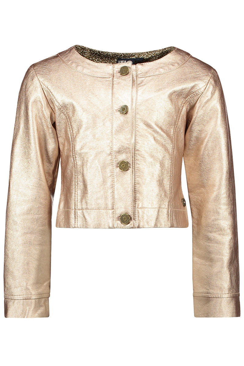 Meisjes Flo girls imi leather jacket van Like Flo in de kleur Metallic in maat 140.