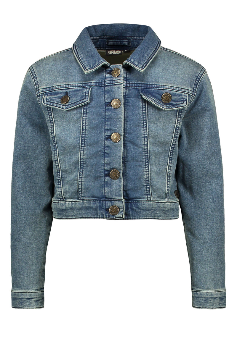 Meisjes Flo girls ls denim jacket van Like Flo in de kleur Denim in maat 140.