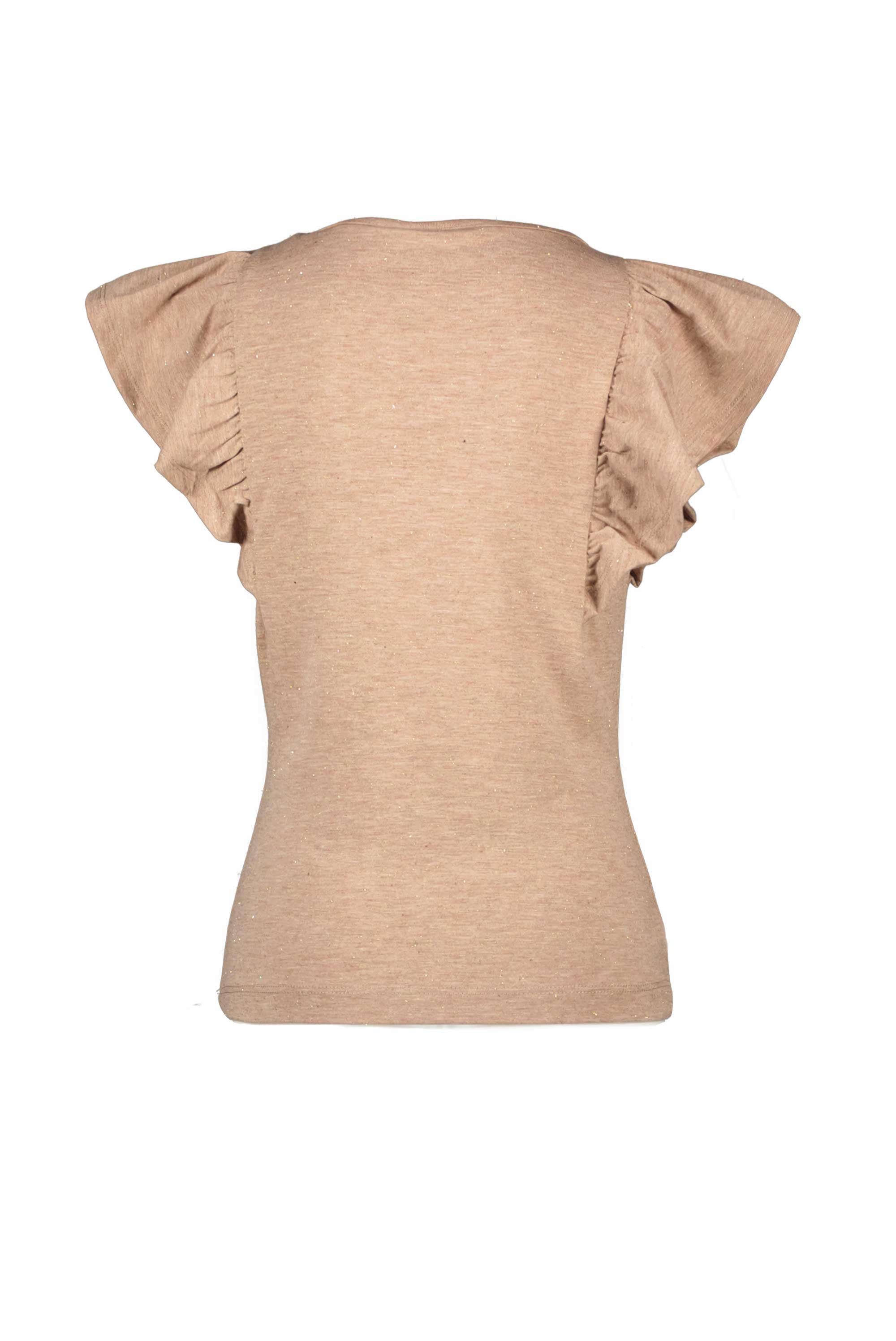 Meisjes Flo girls ruffle tee van Like Flo in de kleur Taupe in maat 140.