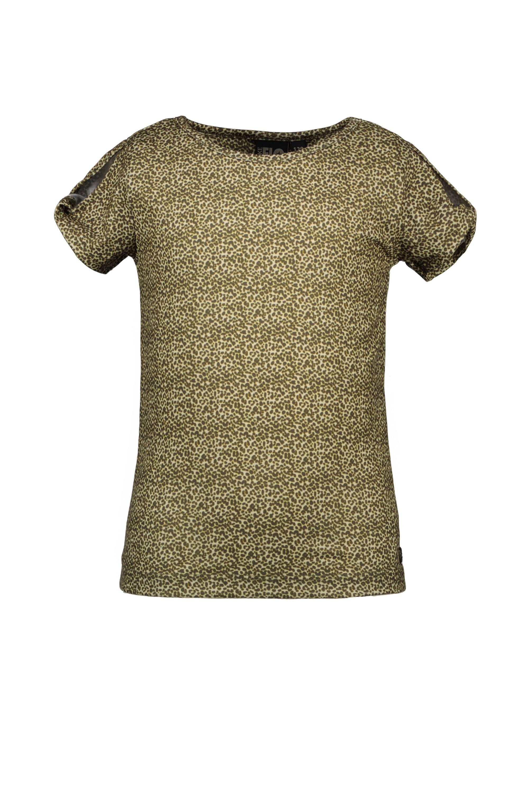 Meisjes Flo girls slub jersey tee open shoulder van Like Flo in de kleur Animal in maat 140.