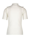 Meisjes Flo solid rib ss turtle neck + lace van Like Flo in de kleur Off white in maat 140.