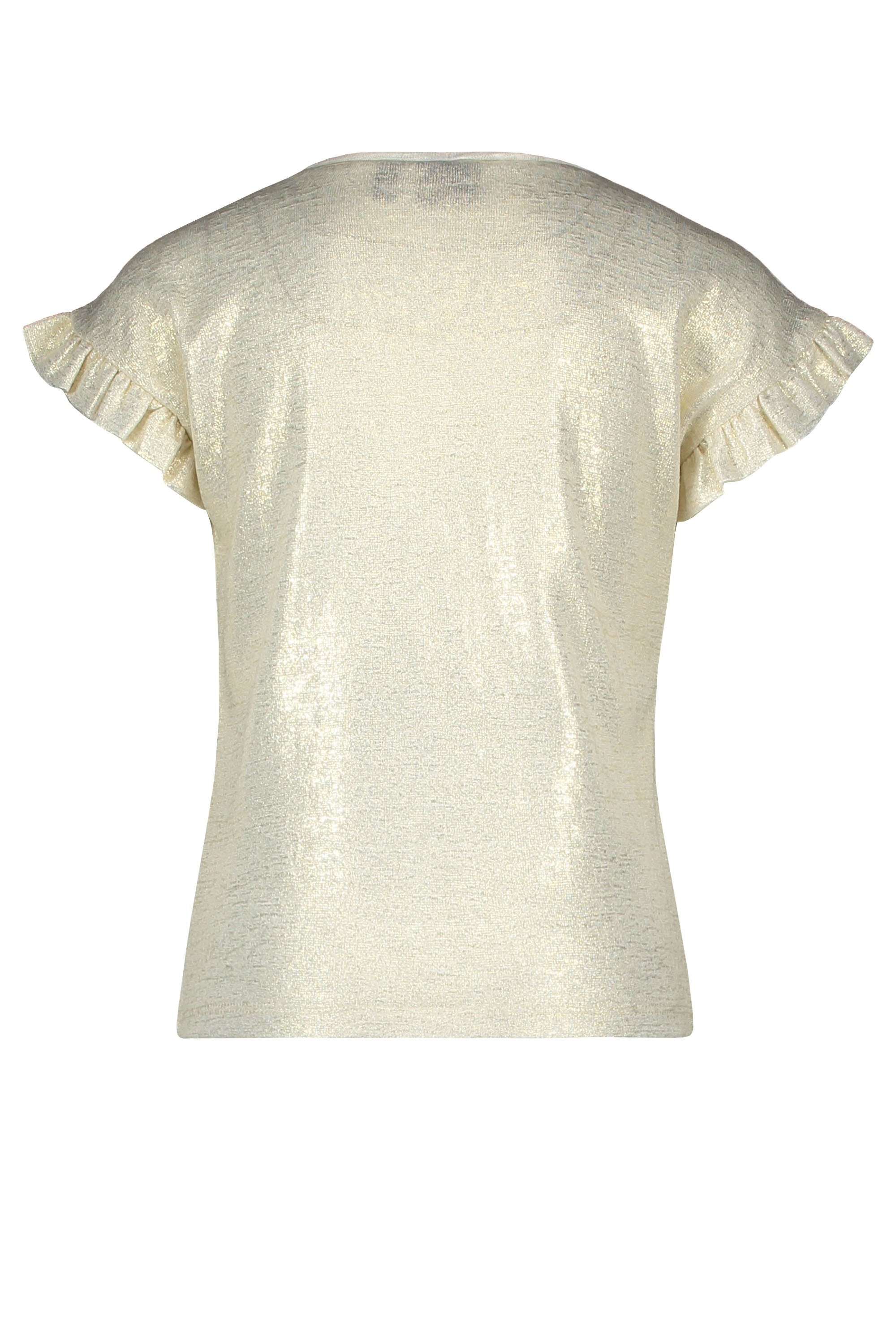 Meisjes Flo girls metallic tee van Like Flo in de kleur Off white in maat 140.