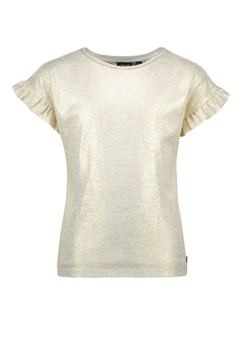 Meisjes Flo girls metallic tee van Like Flo in de kleur Off white in maat 140.