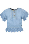 Like Flo Woven Top With Broidery Anglais Sleeve