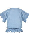 Like Flo Woven Top With Broidery Anglais Sleeve