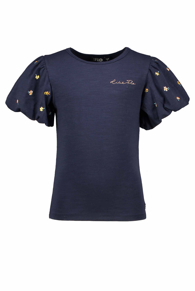 Like Flo Ss Puff Tee Flower