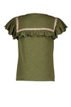 Meisjes Jersey Fancy Ruffle Top van Like Flo in de kleur Olive in maat 152.