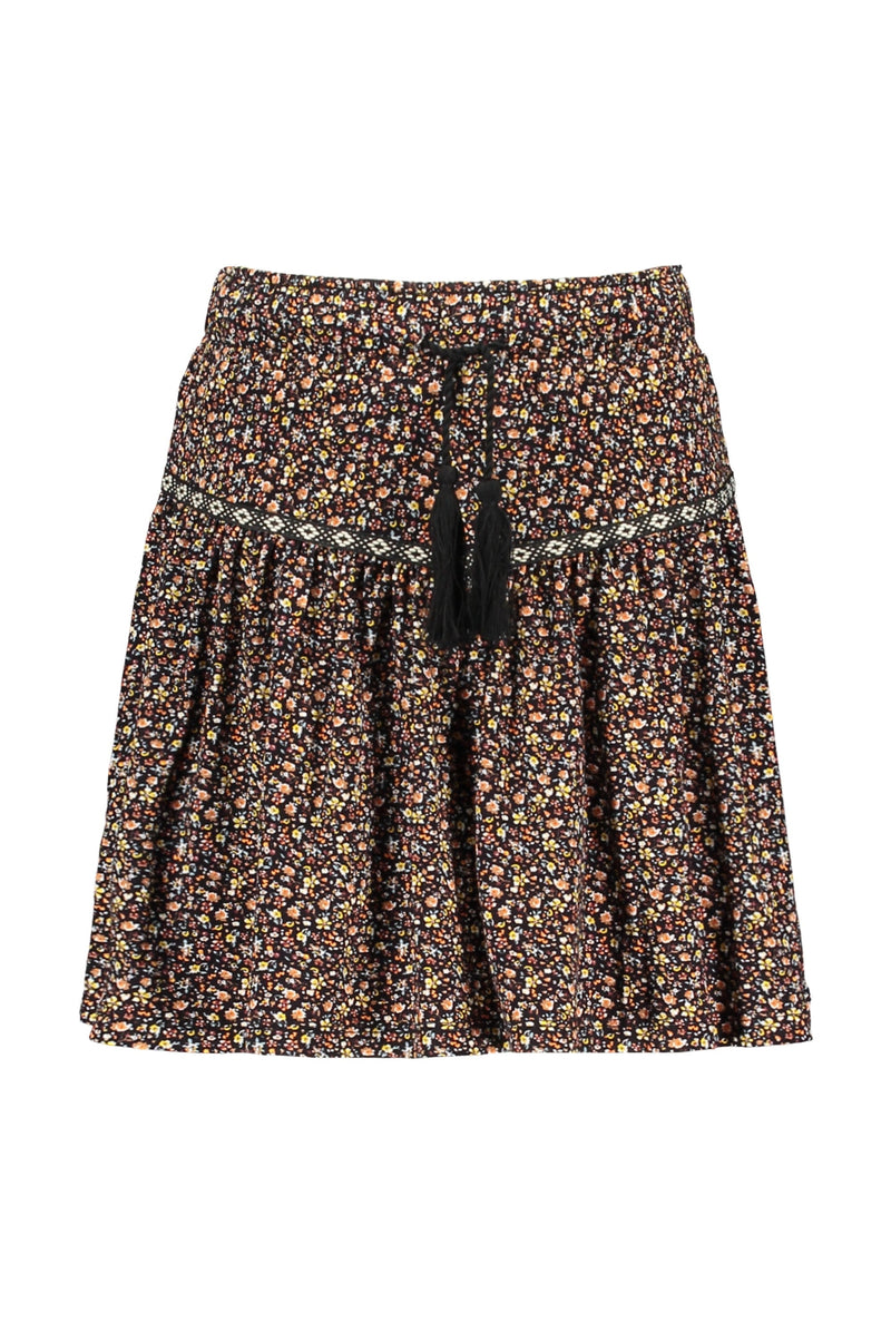 Meisjes Crepe Jersey Flower Skirt van Like Flo in de kleur Black flower in maat 152.