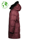 Meisjes Flo girls long hooded jacket with fur edge van Like Flo in de kleur Aubergine in maat 152.