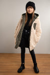 Meisjes Flo girls reversible long hooded jacket fancy quilting van Like Flo in de kleur Army in maat 152.