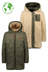Meisjes Flo girls reversible long hooded jacket fancy quilting van Like Flo in de kleur Army in maat 152.