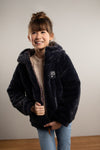 Meisjes Flo girls reversible hooded jacket van Like Flo in de kleur Navy in maat 152.