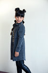 Like Flo Flo girls grey denim dress puffy shoulder