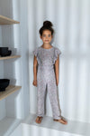 Meisjes Aop Small Flower Jumpsuit van Like Flo in de kleur Blue flower in maat 116.