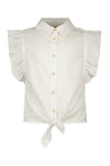 Meisjes Solid Check Knotted Blouse van Like Flo in de kleur Off white in maat 140.