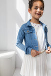 Meisjes Ls Denim Jacket van Like Flo in de kleur lt denim in maat 116.