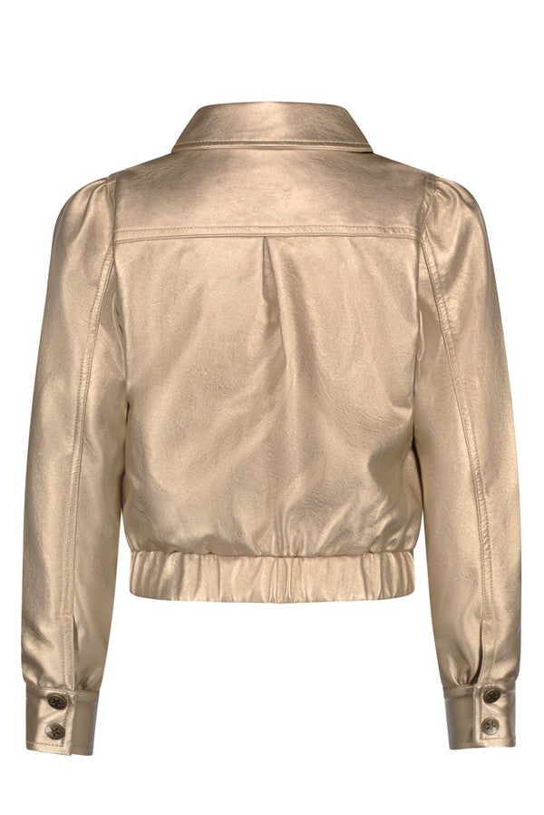 Meisjes Imi Leather Jacket van Like Flo in de kleur Gold in maat 116.