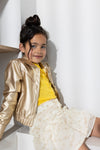 Meisjes Imi Leather Jacket van Like Flo in de kleur Gold in maat 116.