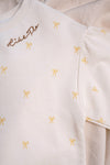 Meisjes Sweater Aop Bow van Like Flo in de kleur Off white in maat 116.