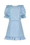 Meisjes Metallic Jersey Ruffle Dress With Belt van Like Flo in de kleur Ice blue in maat 116.