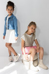 Meisjes Metallic Jersey Ruffle Dress With Plisse Skirt van  in de kleur Gold in maat 128.