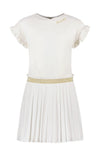 Meisjes Metallic Jersey Ruffle Dress With Plisse Skirt van  in de kleur Gold in maat 128.