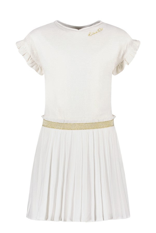 Like Flo Metallic Jersey Ruffle Dress With Plisse Skirt