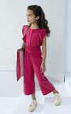Meisjes Tencell Twill Jumpsuit Long van Like Flo in de kleur Fuchsia in maat 140.