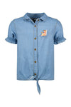 Meisjes Tencell Denim Knotted Blouse van Like Flo in de kleur lt denim in maat 140.