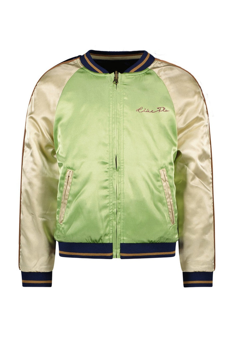 Meisjes Satin Bomber Reversible van Like Flo in de kleur Pistache in maat 140.