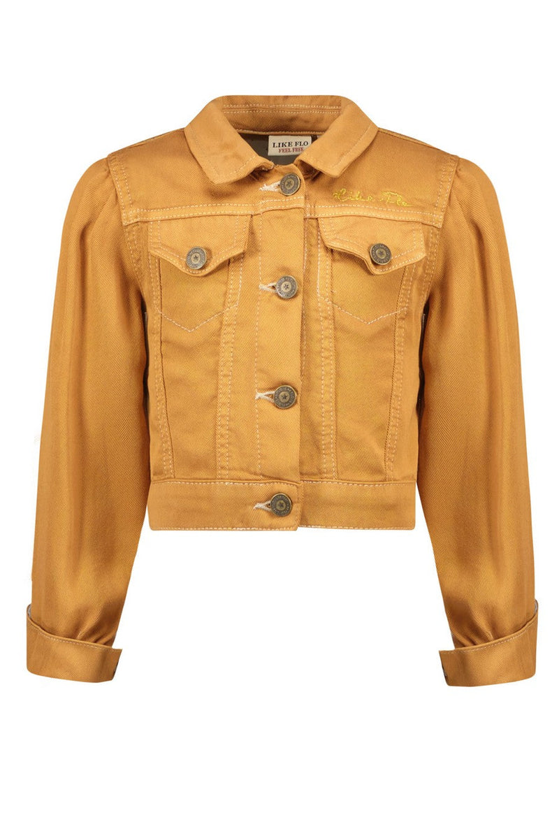 Meisjes Lyocell Twill Jacket van Like Flo in de kleur Camel in maat 140.