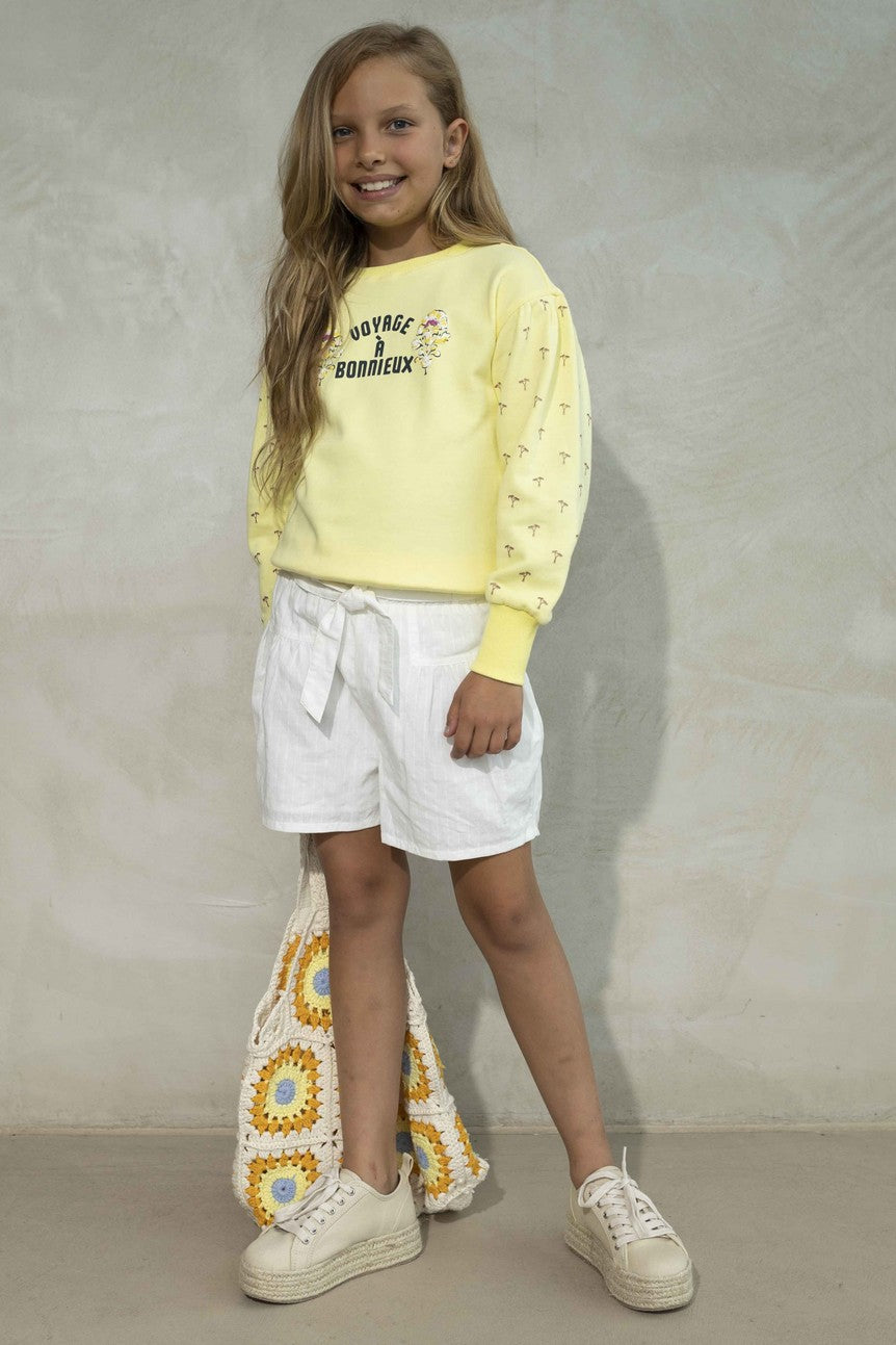 Meisjes Sweater Bonnieux van Like Flo in de kleur Soft yellow in maat 140.
