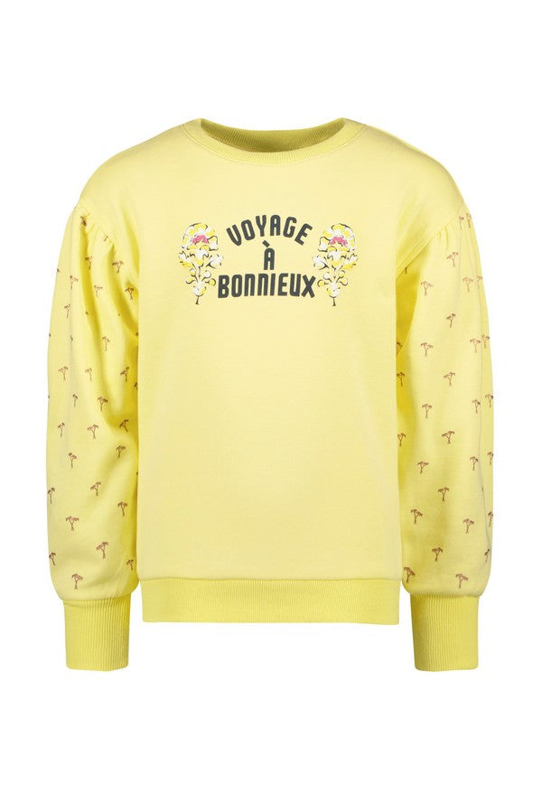 Meisjes Sweater Bonnieux van Like Flo in de kleur Soft yellow in maat 140.