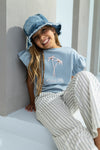 Meisjes Ss Sweater Crochet Flower van Like Flo in de kleur Ice blue in maat 140.