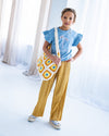 Meisjes Ss Sweater Crochet Flower van Like Flo in de kleur Ice blue in maat 140.