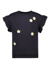 Meisjes Ss Sweater Crochet Flower van Like Flo in de kleur Navy in maat 140.