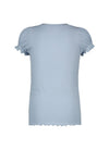 Meisjes Solid Rib Ss Tee With Button Closure van Like Flo in de kleur Ice blue in maat 140.
