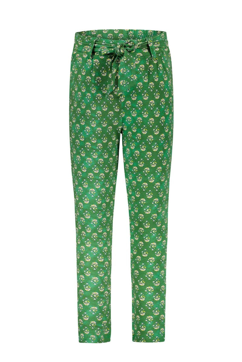 Meisjes Crepe Jersey Pant With Belt van Like Flo in de kleur Green flower in maat 140.