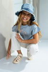 Meisjes Yd Linnen Guilotte van Like Flo in de kleur Ice blue in maat 140.