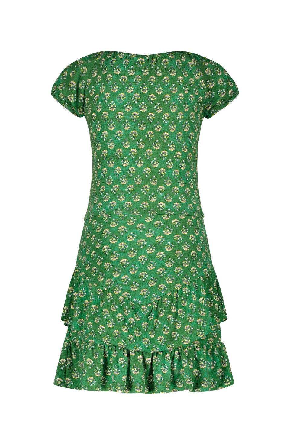 Meisjes Crepe Jersey Dress van Like Flo in de kleur Green flower in maat 140.