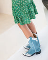 Meisjes Crepe Jersey Dress van Like Flo in de kleur Green flower in maat 140.