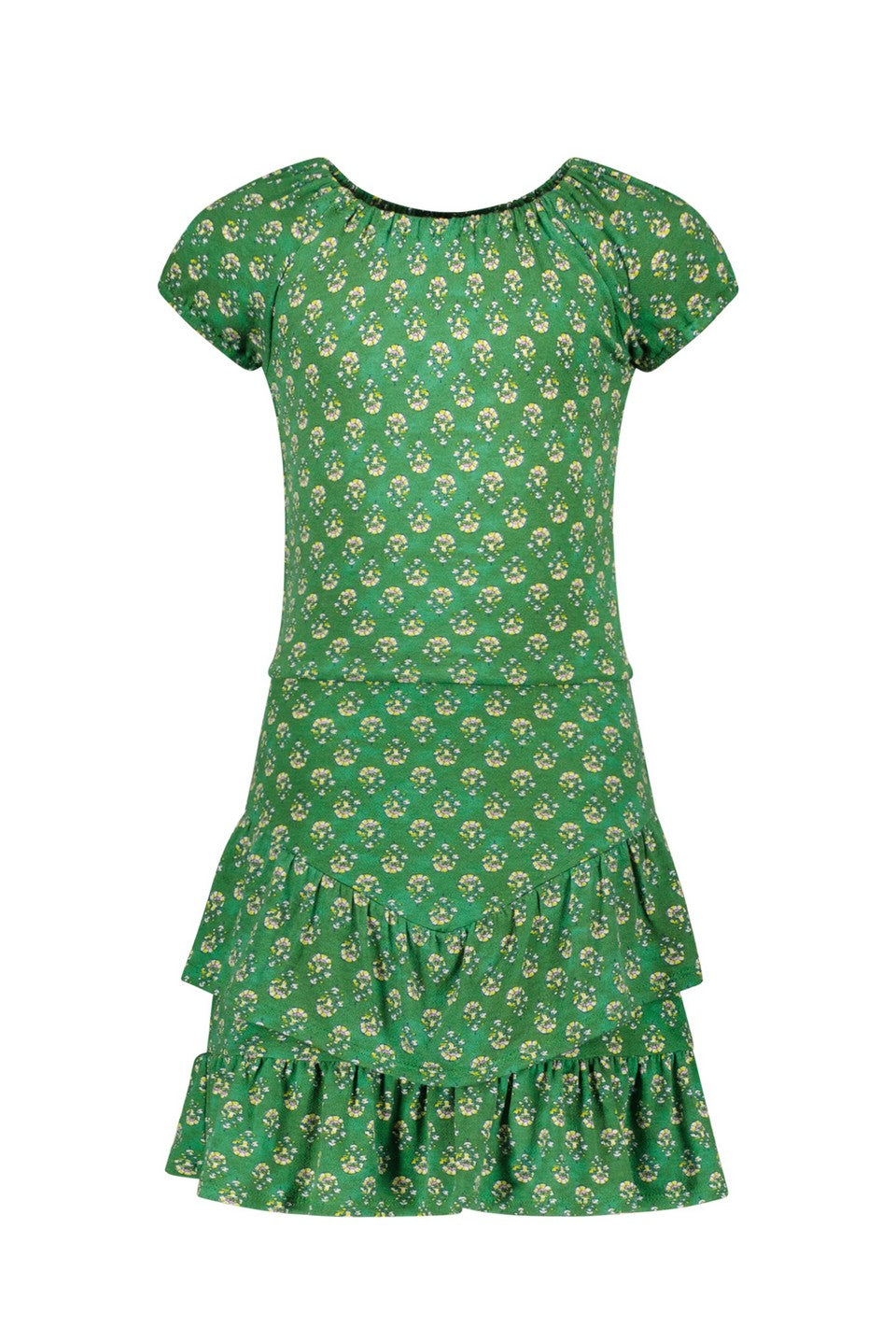 Meisjes Crepe Jersey Dress van Like Flo in de kleur Green flower in maat 140.